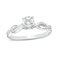 Rings for men and women gold diamond rings zales zales. 1 2 Ct Diamond Solitaire Twist Engagement Ring In 14k White Gold Zales