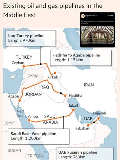 Gulf states consider new pipelines to avoid Strait of Hormuz —  @financialtimes