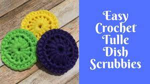 Scrubbies are great at getting the dirt off of your walls. Easy Crochet Projects Crochet Tulle Dish Scrubbies Youtube