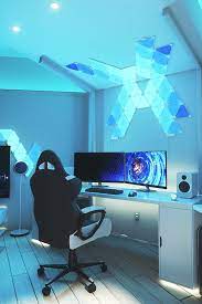 Nanoleaf Light Panels Rhythm Edition Smarter Kit 9pk Gaming Room Setup Computer Gaming Room Room Setup