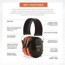 Alpha Sota H5 Black, Orange Ear Defenders Adults- Safety ...