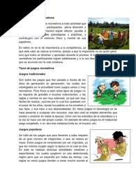 Los juegos recreativos pueden realizarse al aire libre o bajo techo, en campo abierto o en sectores delimitados. Tipos De Juegos Recreativos Ocio Deportes