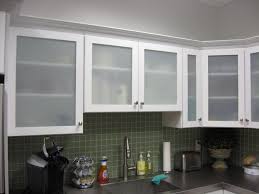 white kitchen cabinets with frosted