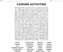 Check spelling or type a new query. Leisure Activities Word Search Wordmint