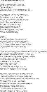 Old Time Song Lyrics For 19 Don T Take The Children From Me