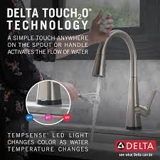 You merely have to touch either the spout or handle to cause the flow of water to begin. Single Handle Pull Down Kitchen Faucet With Touch2o Technology 19802tz Sp Dst Delta Faucet