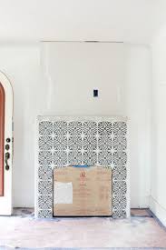 Black And White Tile Fireplace Surround Building A New Fireplace Patterned Cement Tile Surround The Grit And Polish Freestanding Fireplace Fireplace Tile Fireplace Tile Surround