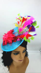 Teal Blue Multi Colored Kentucky Derby Fascinator