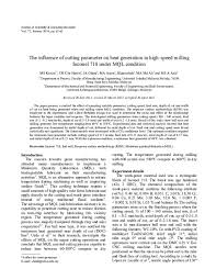 Mohd azrif bin mohamad ali. Pdf The Influence Of Cutting Parameter On Heat Generation In High Speed Milling Inconel 718 Under Mql Condition Amran Ali Mohd Shahir Kasim R Izamshah Mohd Sanusi Abdul Aziz Che Hassan Che