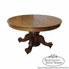 Hastings Antique Solid Oak Round Claw Foot Dining Table Dining Table Table Solid Oak