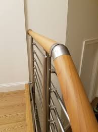 Light Wood Color Round Railing System Kit Etsy Railing Wood Colors Modern Stairs