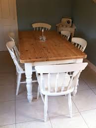 Shabby Chic Farmhouse 6 Foot Pine Table And 6 Chairs In Laura Ashley White Pine Table Pine Table And Chairs Shabby Chic Farmhouse