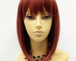 10 Inch Henna Red With Auburn Heat Resistant Straight Long Bob Wig With  Bangs [125-586-sakura-hr/33]