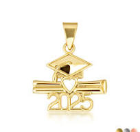 Gold Class Of 2025-2026 Diploma Graduation Cap Pendant Necklace