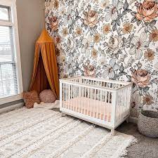 Vintage Floral Wallpaper Baby Girl Nursery Room Nursery Baby Room Vintage Baby Rooms