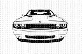 Dodge Challenger Front View Svg Pdf Dxf Png Eps Illustration Etsy In 2021 Dodge Challenger Challenger Car Drawings