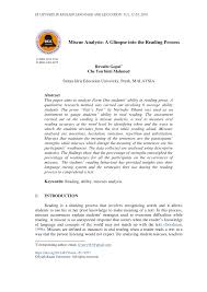 Analysis Of Oral Reading Miscues Applied Psycholinguistics