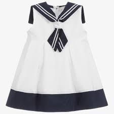 Beatrice George White Cotton Sailor Dress Childrensalon