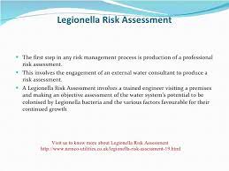 Testing of hot and cold water throughout the building at key points. Legionella Risk Assessment