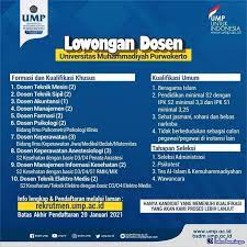 Check spelling or type a new query. Lowongan Kerja Universitas Muhammadiyah Purwokerto Ump Januari 2021