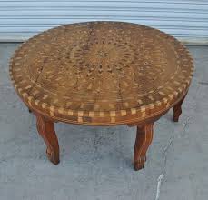 It is made of ancient indian mango wood and crafted with skills. Moroccan Round Coffee Table Inlaid Marquetry At 1stdibs