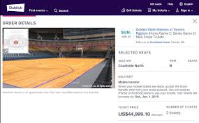 finals tickets to the raptors are actually selling for over