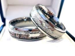 Matching Ring Set Arrow Ring Tungsten Ring Antler Ring Etsy Antler Wedding Band Hunting Wedding Rings Tungsten Engagement Rings