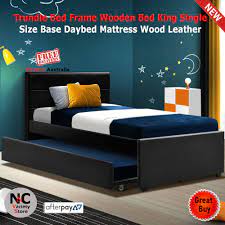 Sturdy, solid wood construction, attractive design and great pricing. Trundle Bed Frame Wooden Bed King Single Size Base Daybed Mattress Wood Leather Nice N Cheap Variety Store