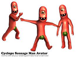 + its 1 sausage, the rest was just mucking around in photoshop. Second Life Marketplace Tesla Cyclops Sausage Man Avatar