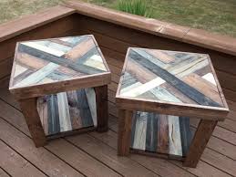 Rustic Herringbone Style Wood End Tables By Bayocean Rustic Design Wood Furniture Diy Pallet Projects Furniture Wood Furniture Plans