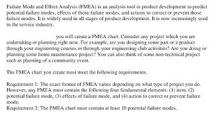 Solved Failure Mode And Effect Analysis Fmea Is An Anal