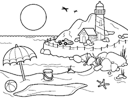 When it gets too hot to play outside, these summer printables of beaches, fish, flowers, and more will keep kids entertained. Online Coloring Pages Coloring Page The Beach And Sea Summer Coloring Download And Print Free