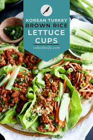 Korean Ground Turkey And Rice Lettuce Wraps Make For A Tasty Light Lunch Or Appetizer Th In 2020 Lettuce Wrap Recipes Delicious Dinner Recipes Healthy Snacks Recipes