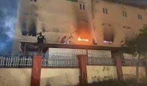 The inferno has caused confusion in the area as people were seen scampering for safety. How Girl 9 Torched Ebeano Supermarket