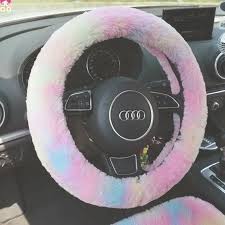 Fluffy Car Accessories Steering Wheel Cover Seat Cover Headrest Pillow Seat Belt Cover Wa Steering Wheel Cover Cute Car Accessories Girly Car Accessories