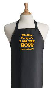 I Am The Boss Any Questions Black Funny Chef Apron Funny Sayings Aprons Ebay In 2021 Cooking Apron Aprons For Men Grill Apron
