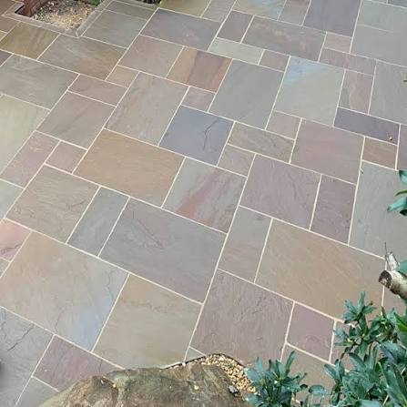 Indian stone patio laid by H & H Driveways & Paving