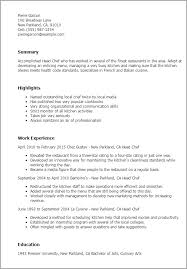 Professional Head Chef Templates To Showcase Your Talent Myperfectresume