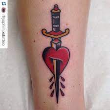 1,675 likes · 7 talking about this. Just Rollin With It Traditional Heart And Dagger Tattoo On My Leg By