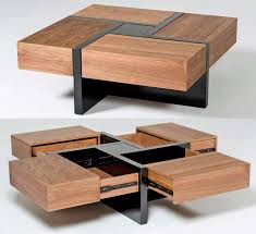 This Beautiful Wooden Coffee Table Has 4 Secret Drawers That Make For A Really Cool Design In 2020 Tea Table Design Wooden Coffee Table Modern Square Coffee Table