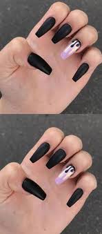 Matte Black Acrylic Nail Ideas 50 Matte Black Coffin Nail Ideas Trend In Cool 2019 Metallic Nails Design Nails Black Coffin Nails