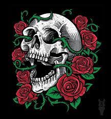 Skull And Roses On Behance Skull Art Drawing Sugar Skull Art Drawing Skull Wallpaper