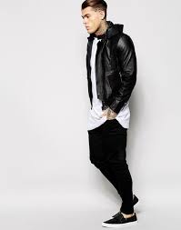 Stephen James 5cm Leather Jacket With Hood