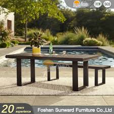 Patio furniture patio conversation sets patio dining sets fire pit patio sets hammocks adirondack chairs porch swings hanging chairs. Hot Sale Outdoor Modern Home Hotel Restaurant Villa Aluminum Chair And Table Garden Patio Dining Bench Furniture China Dining Table And Chair Outdoor Bench Made In China Com