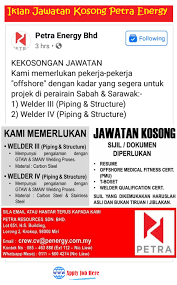 Permohonan jawatan kosong kerajaan di majlis promosi eksport getah malaysia (mrepc) ini terbuka kepada semua warganegara malaysia. Jawatan Kosong Petra Energy Bhd Dbjobasia Com Terbaru Jawatan Dibuka