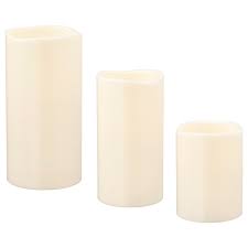 Godafton Led Block Candle In Out Set Of 3 Battery Operated Natural Ikea In 2021 Block Candles Led Candles Led Candle Lights