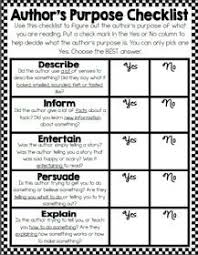 Author S Purpose Checklist Freebie Authors Purpose Authors Purpose Activities 2nd Grade Reading