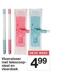 vloerwisser met telescoopsteel en vloerdoek aanbieding bij zeeman