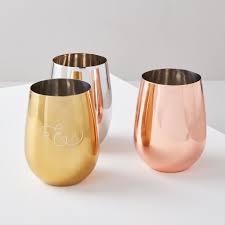 Premium grade 18/8 stainless steel wine glasses 12 oz. Metal Stemless Wine Glasses