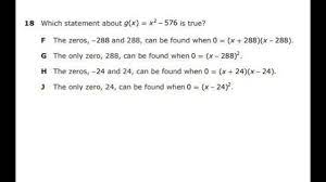 Sample test questions are small subsets of test questions released from the staar test banks. 2018 Staar Released Exam Algebra 1 18 Youtube